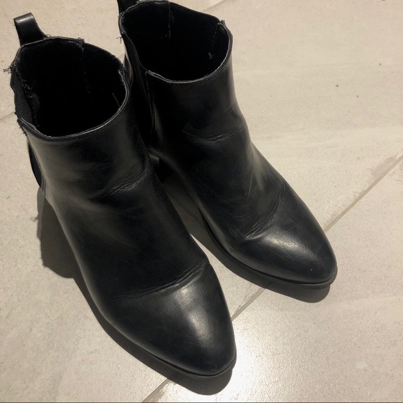 Joe Fresh Classic Black Faux Leather Ankle Boots - Picture 2 of 7